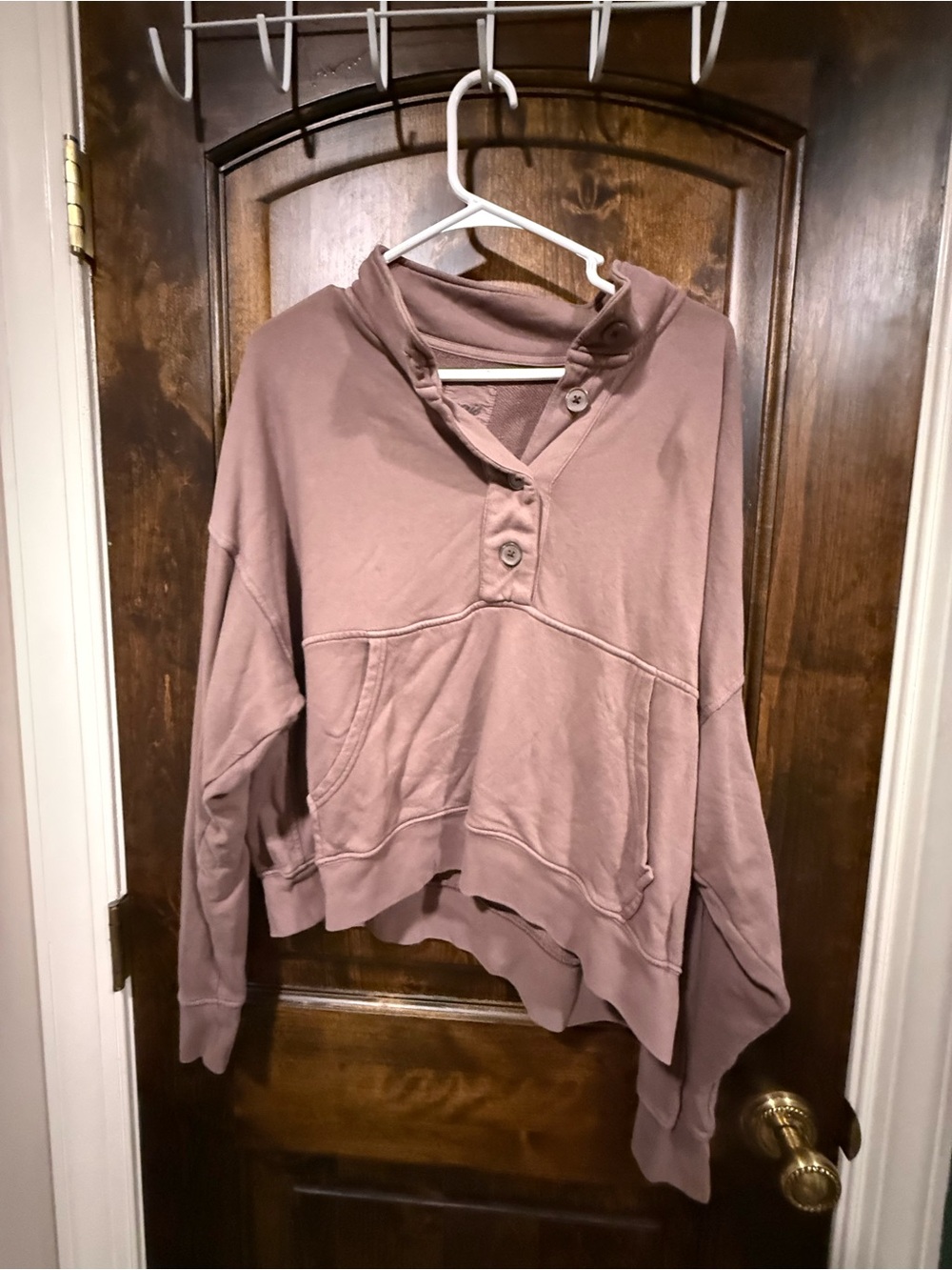 AERIE brown quarter button up hoodie